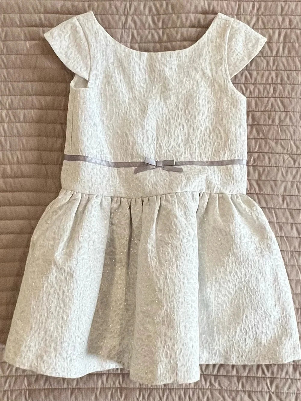 Janie and Jack Girls' Sparkle White Party Dress with Bow